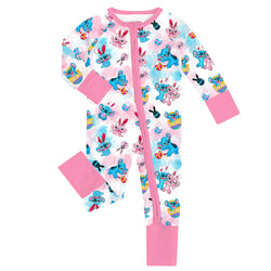 Easter Monster Bunny Egg Baby Bamboo Zipper Romper Pajamas