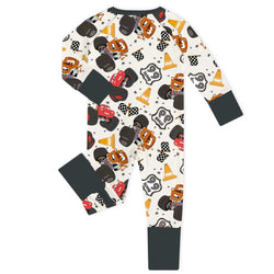 Smiley Car Parade Baby Bamboo Zipper Romper Pajamas