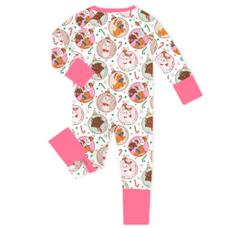 Christmas Jolly Cats Baubles Baby Bamboo Zipper Romper Pajamas