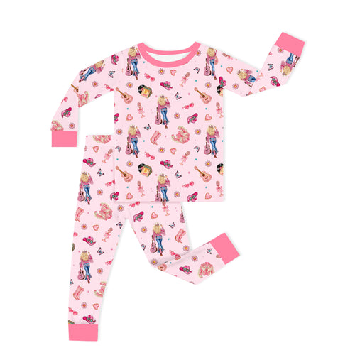 Pink Cowgirl Dreams Kids Bamboo Two-Piece Pajama Set