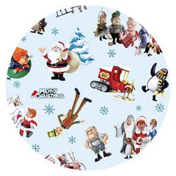 Christmas Snowy Town Santa and Friends Truck on Frost Blue Bamboo Family Matching Pajamas