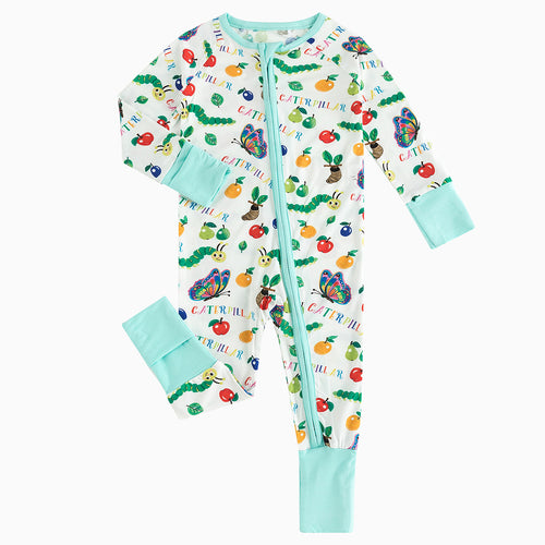 FancyPrince Caterpillar Butterfly Print Baby Bamboo Zipper Romper Pajamas