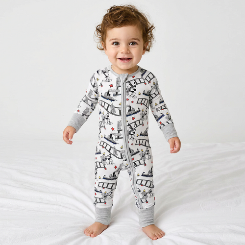 Cartoon Mouse Cruise Ship Bamboo Zipper Romper Pajamas
