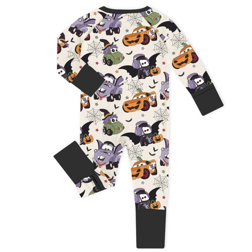 Halloween Car Baby Bamboo Zipper Romper Pajamas