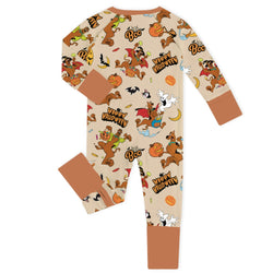 Halloween Mystery Great Dane Dog Pumpkin Baby Bamboo Zipper Romper Pajama