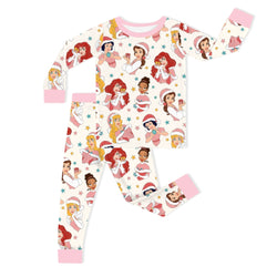 Christmas Pink Princess Light Pink Kids Bamboo Two-Piece Pajama Set