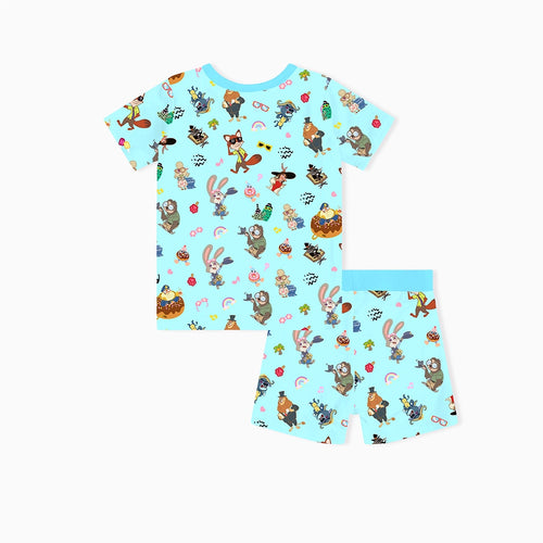 Crazy Zoo Dad&Me Blue Bamboo Family Short Matching Pajamas