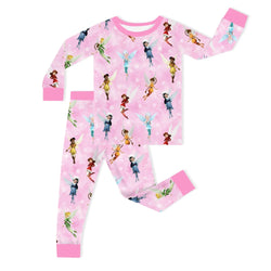 Winter Forest Fairy Friends on Cotton Pink Kids Bamboo Two-Piece Pajama Set