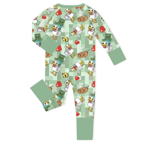 My World Green Baby Bamboo Zipper Romper Pajamas