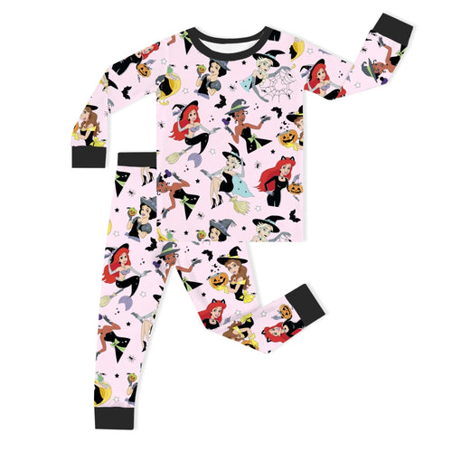 Halloween Princess Pumpkin Bats Kids Bamboo Two-Piece Pajama Set