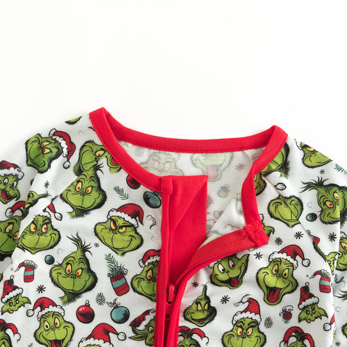 Today’s Deals Christmas Green Guy Christmas hat Bamboo Zipper Romper