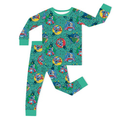 Christmas Playful Blue Buddy Baubles Baby Bamboo Zipper Romper Pajamas