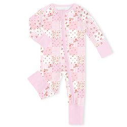 Sweet Floral Quilt Bamboo Zipper Romper Pajamas