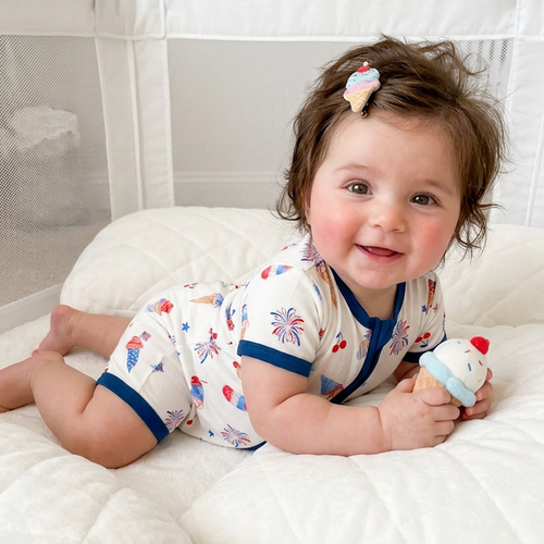 4th of July Ice Cream and Fireworks Short Bamboo Zippy Baby Romper