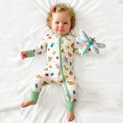 Little Garden Insects Adventure Bamboo Zipper Romper Pajamas