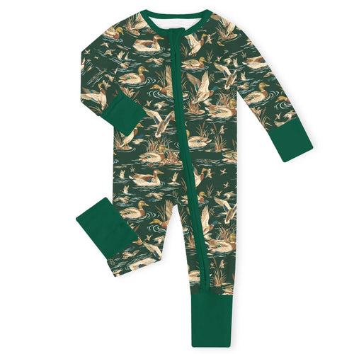 Vintage Marsh Mallards Bamboo Zipper Romper Pajamas