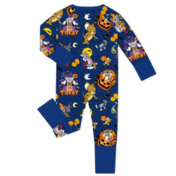 Halloween Cat And Mouse Baby Bamboo Zipper Romper Pajamas