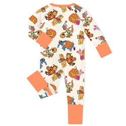 Halloween Bear and Friends Pumpkin Baby Bamboo Zipper Romper Pajamas
