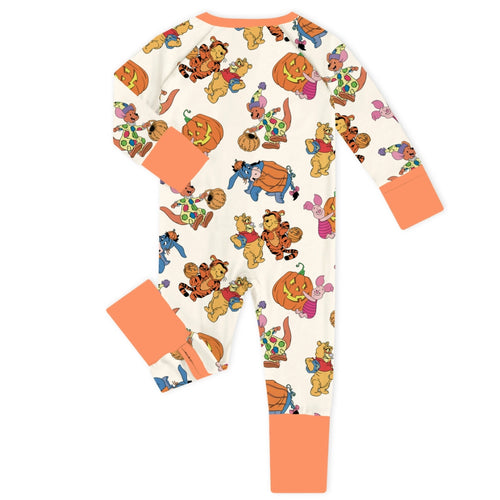 Halloween Bear and Friends Pumpkin Baby Bamboo Zipper Romper Pajamas