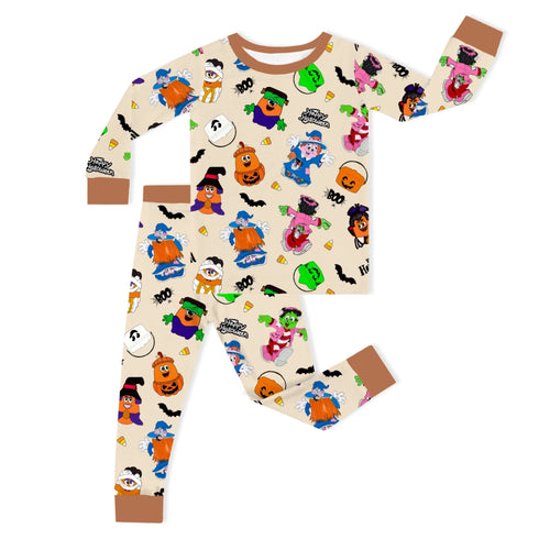Halloween Colorful Buckets and Fast-food Friends Kids Bamboo Two-Piece Pajama Set