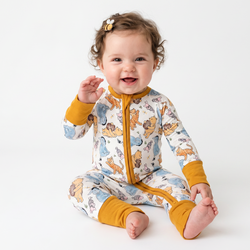 Cartoon Bear Piglet Pattern Bamboo Long Sleeve Onesie