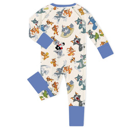Cat And Mouse Baby Bamboo Zipper Romper Pajamas