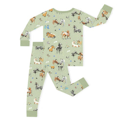 Little Pony Country Dream on Sage Green Kids Bamboo Two-Piece Pajama Set