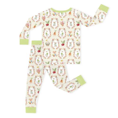 Easter Garden Bunny with Carrots Kids Bamboo Two-Piece Pajama Set