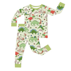 Christmas Cartoon Dinosaur Kids Bamboo Two-Piece Pajama Set