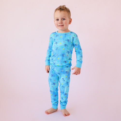 FancyPrince Colorful Fish Kid Bamboo Blue Two-Piece Pajama Set