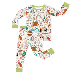 Christmas Mug Print Kids Bamboo Two-Piece Pajama Set