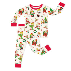 Christmas Golden Hair Girl Kids Bamboo Two-Piece Pajama Set