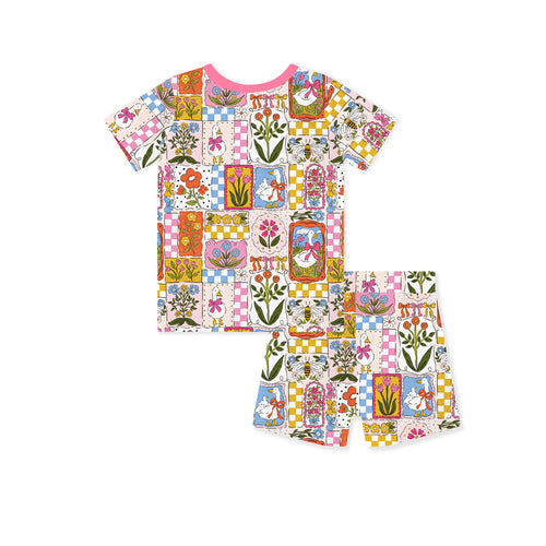 Vintage Goose Garden Kids Bamboo Two-Piece Pajama Short Sleeve Set