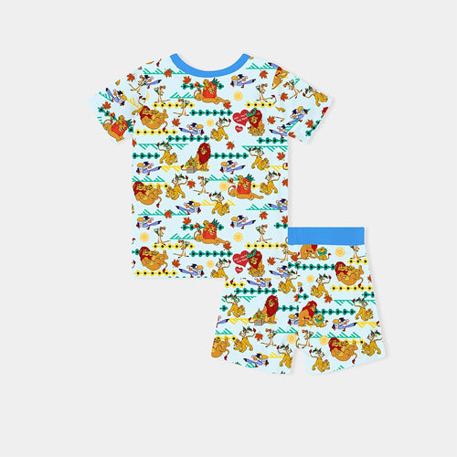 سباق Car Cartoon Kids Bamboo Short Pajama Set