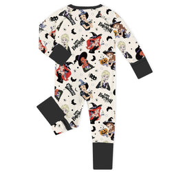 Halloween Princess Pumpkin Spider Baby Bamboo Zipper Romper Pajamas