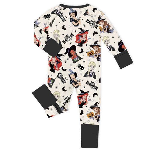 Halloween Princess Pumpkin Spider Baby Bamboo Zipper Romper Pajamas