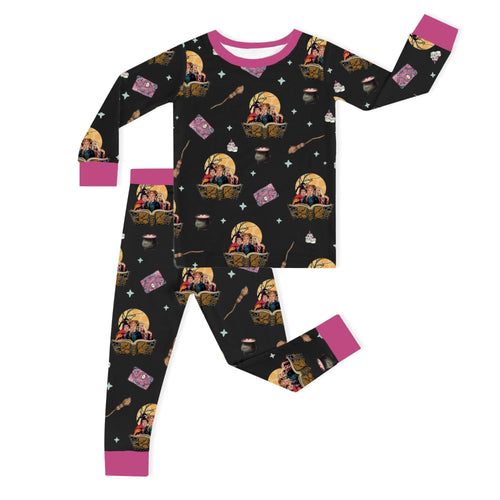 Halloween Witch Sisters Magic Book Kids Bamboo Two-Piece Pajama Set