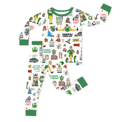 Christmas Little Green Elf Stage Kids Bamboo Two-Piece Pajama Set