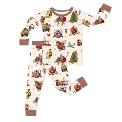 Christmas Safari Park Friends Adventure Kids Bamboo Two-Piece Pajama Set