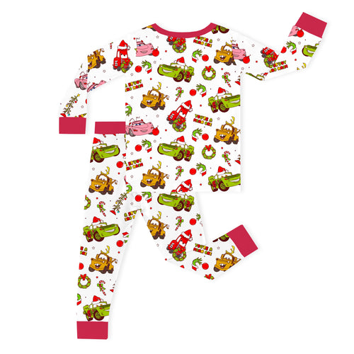 سباق Car Cartoon Kids Bamboo Short Pajama Set