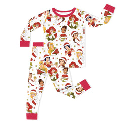 Christmas Red Princess Kids Bamboo Two-Piece Pajama Set