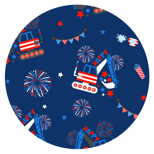 4th of July Red White Fireworks and Truck Bamboo Zipper Romper Pajamas