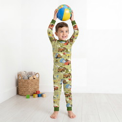 Summer Forest Camping Cars Kids Two-Piece Pajama Set