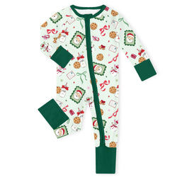 Christmas Santa’s Sweet Treats Bamboo Zipper Romper Pajamas