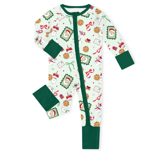 Christmas Santa’s Sweet Treats Bamboo Zipper Romper Pajamas