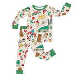 Christmas Green Face Life Kids Bamboo Two-Piece Pajama Set