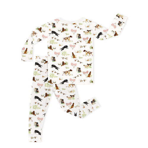 Hunting Puppy Dog and Game Bird Kids Bamboo Two-Piece Pajama Set