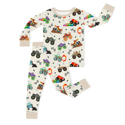 سباق Car Cartoon Kids Bamboo Short Pajama Set