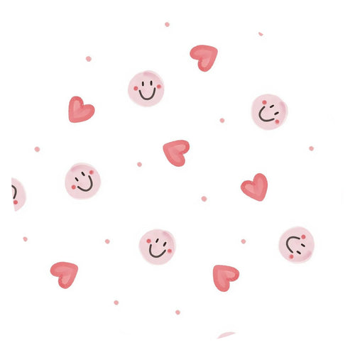 Sweet Hearts and Smiley Faces Pink Kids Bamboo Short Two-Piece Pajama Set