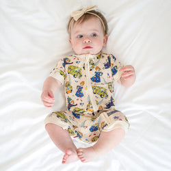 Magic Adventure School Bus Baby Bamboo Zipper Romper Pajama